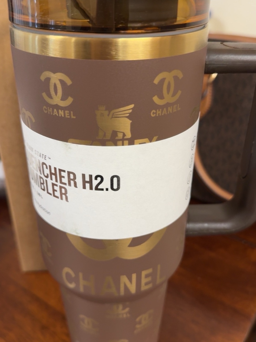 CHANEL Brown and Gold Insulated Tumbler 40oz